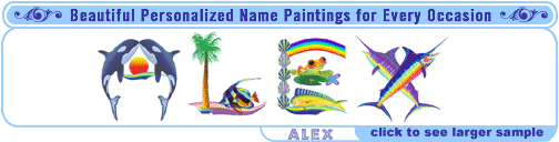 Personalized gifts rainbow newborn baby names in Key West Florida Hawaiian flowers wildlife art contest parents wedding gifts,anniversary gifts Christmas gift ideas Valentine's day gifts birthday gifts corporate gifts.